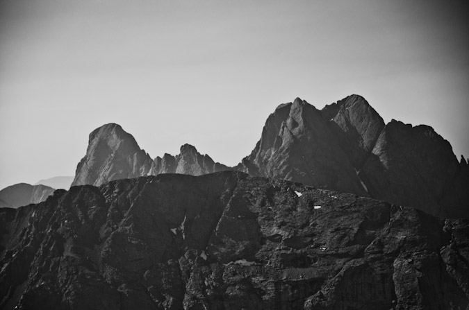 Crestone Needle and Crestone Peak Black and White