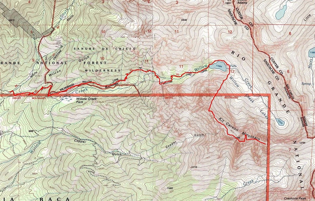 Kit Carson Mountain Route Map