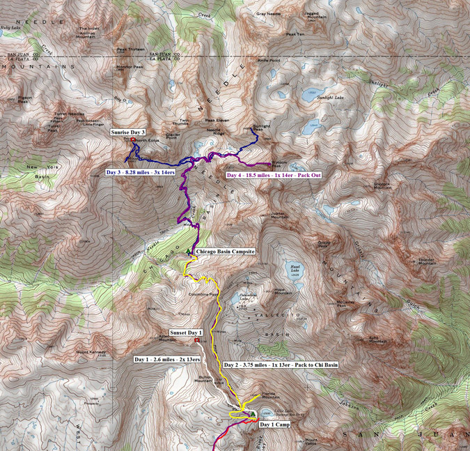 Chicago Basin Trail Map