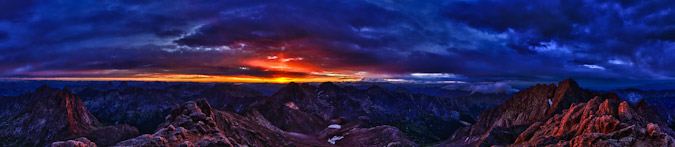 Sunrise panoramic from North Eolus in HDR