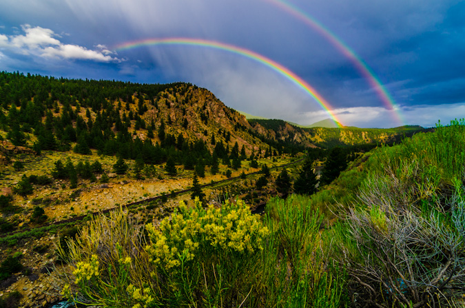 Double rainbow over the railroad