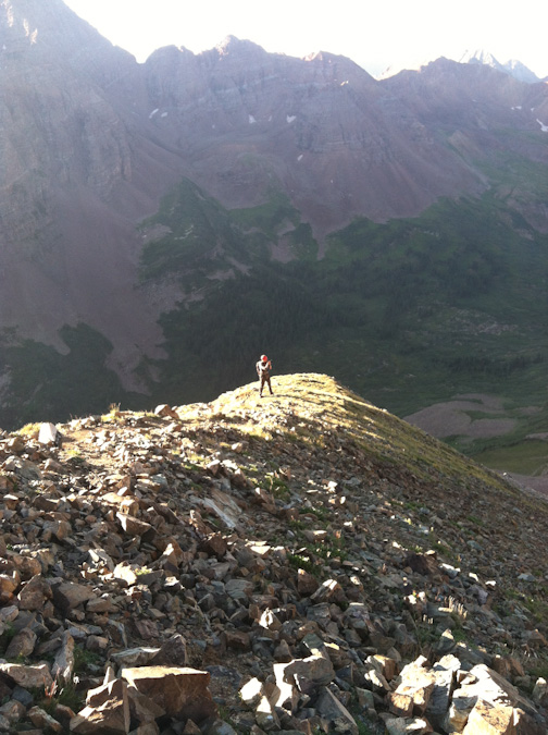 Matt ascends the Maroon Peak ridge