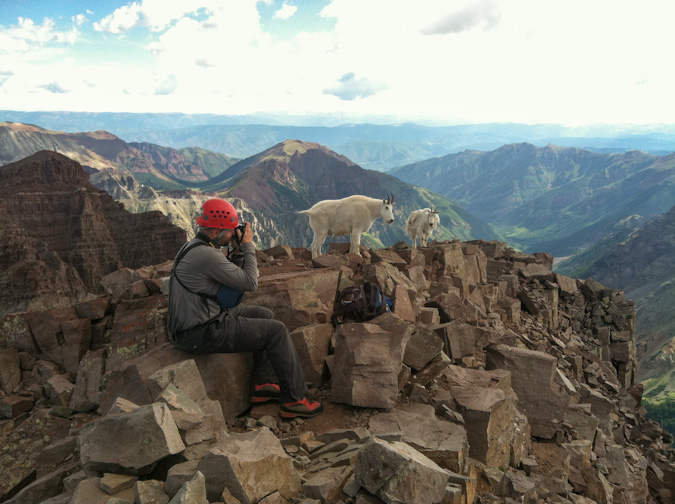 Matt Payne photographing goats