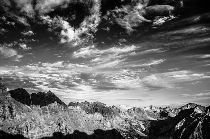 Maroon Bells, Snowmass Mountain and Capitol Peak Black and White