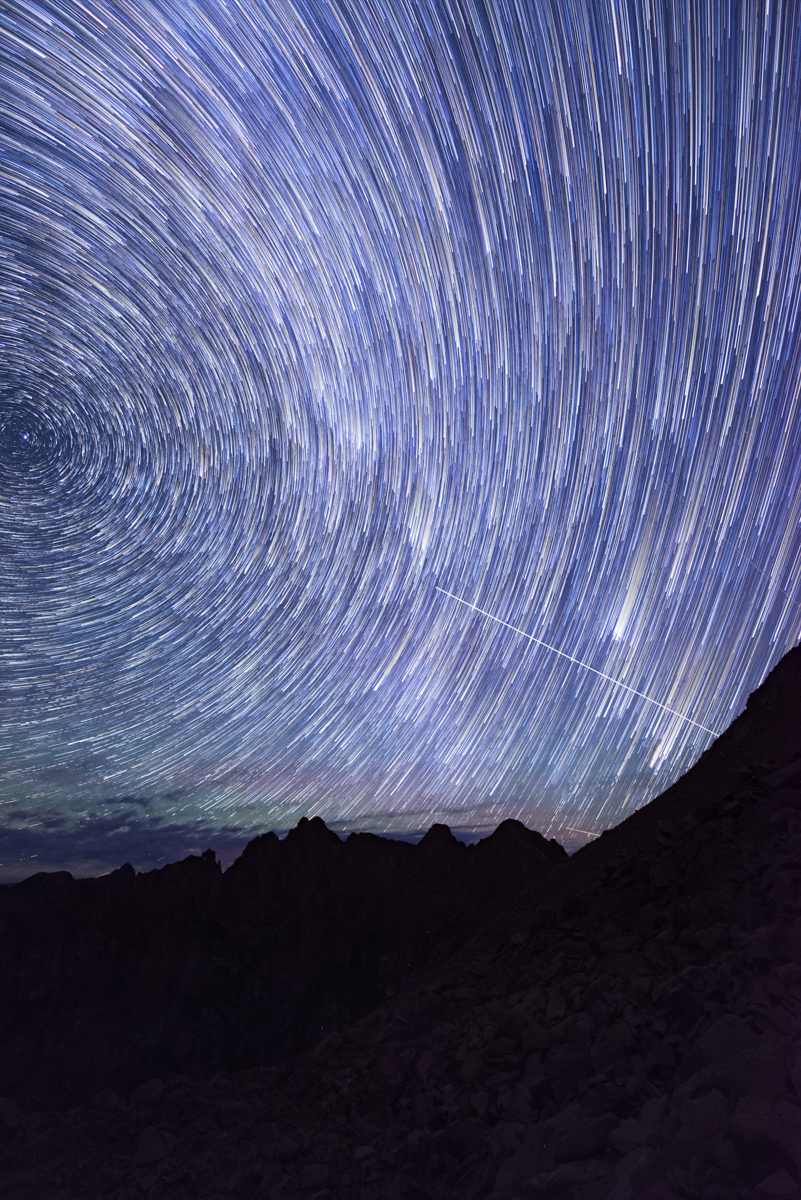Star trails over the Needle Mountains