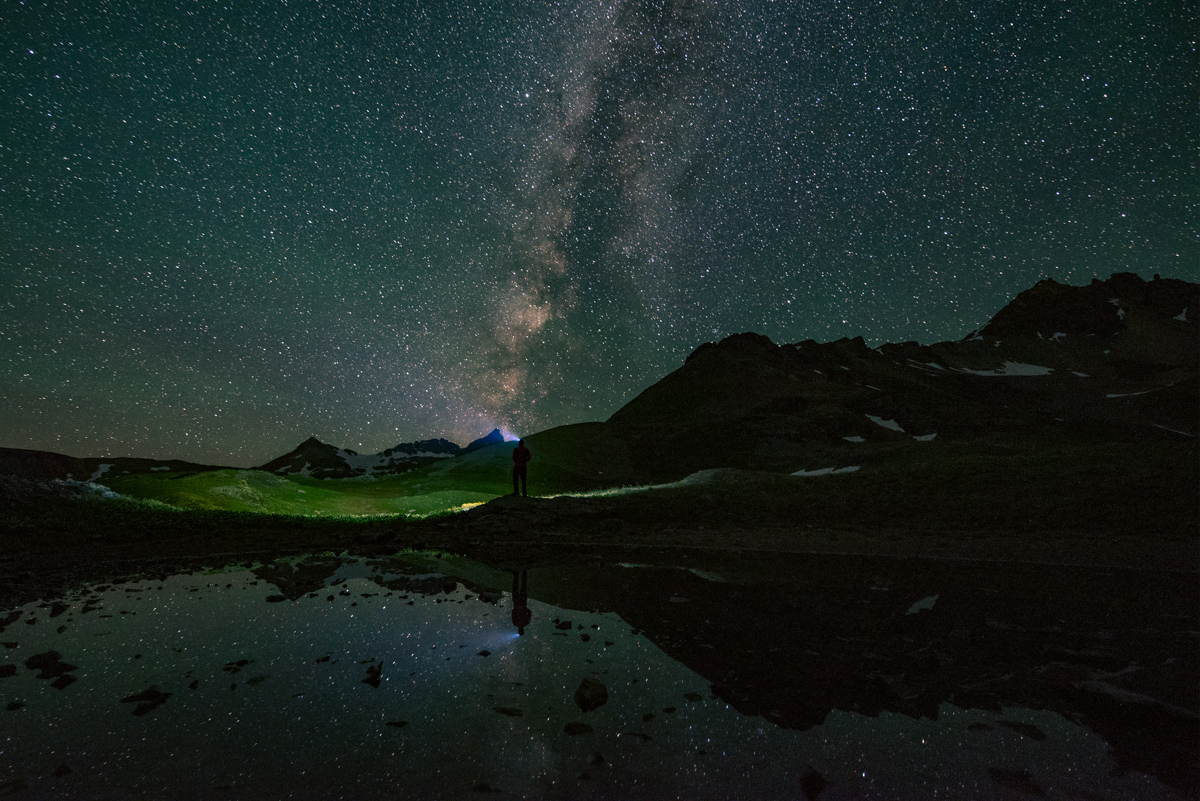 Milky Way selfie at Ice Lake Basin