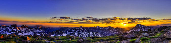 Panoramic of Coxcomb and Uncompahgre from Wetterhorn at Sunrise in HDR